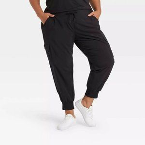 Women's ankle Stretch Woven Cargo Pants black S